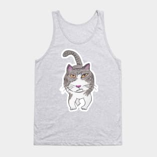 Fun Cranky Cat Friend Doodle Tank Top